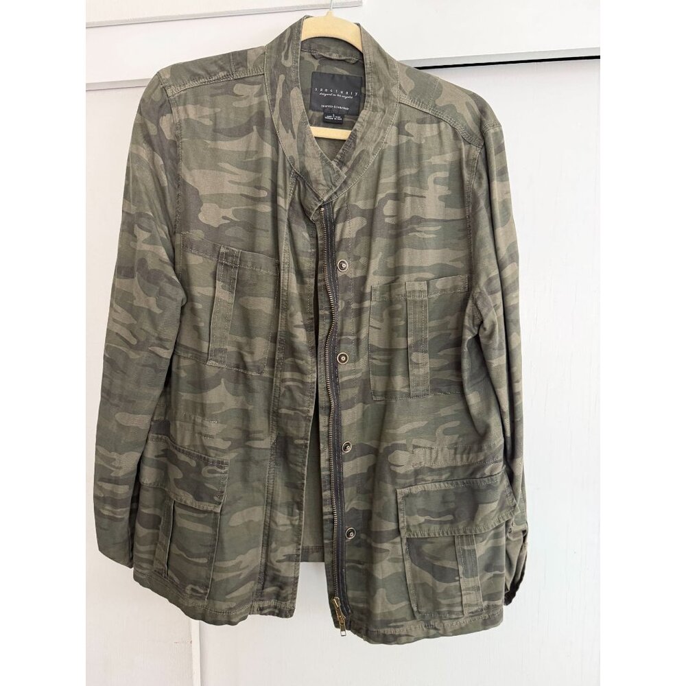 STYLISH SANCTUARY LIGHTWEIGHT CAMO GREEN JACKET WOMENS SZ LARGE